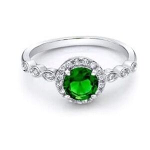 Fragrant Jewels Birthstone Ring Emerald May Size 6 Rhodium Plated Ring new